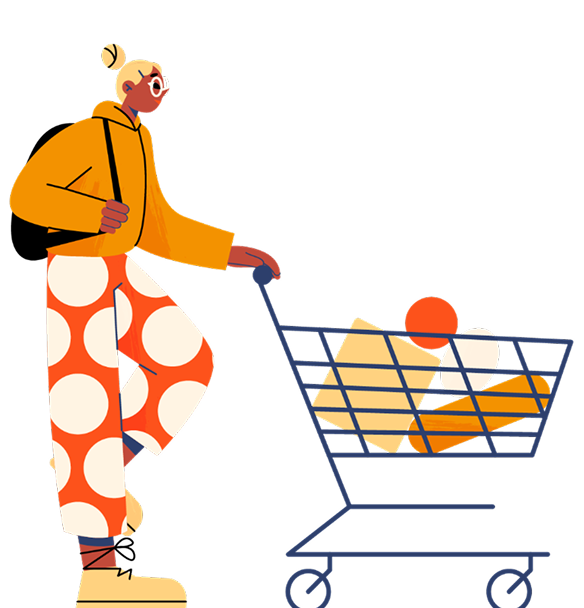 Shopper with cart
